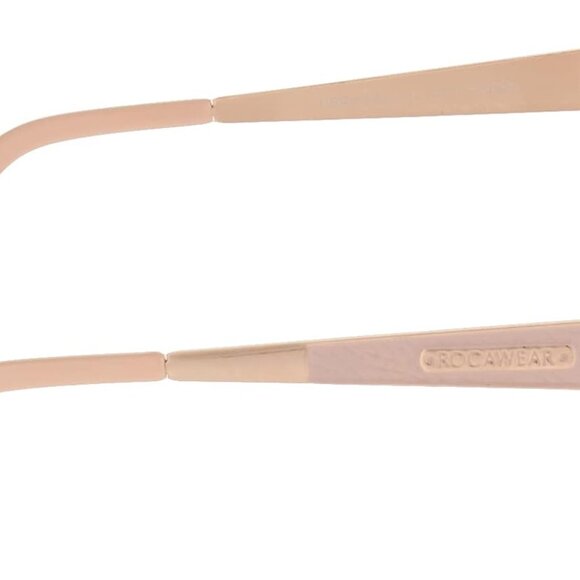 Semi-Rimless Rectangular Metal Sunglasses Womens UV 400 Pink Gold Fashion - Picture 3 of 5